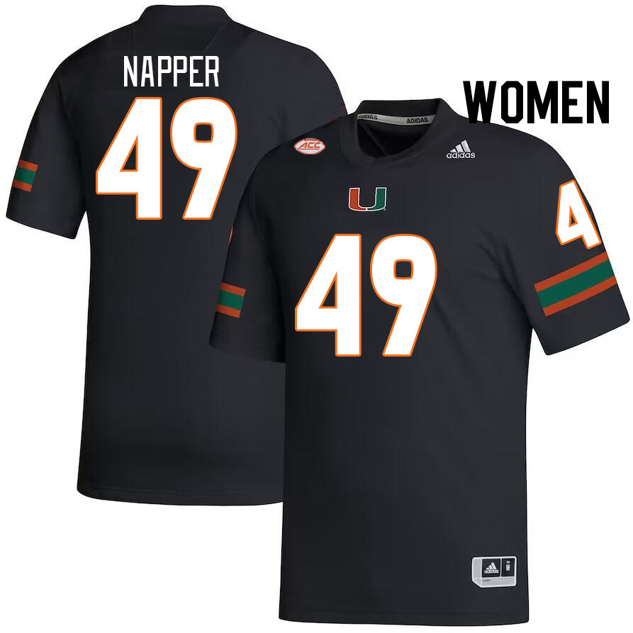 Women #49 Mason Napper Miami Hurricanes College Football Jerseys Stitched-Black